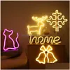 Outros suprimentos de festa de evento Acrílico USB LED Neon Night Light Colorf Sign Wall Pendurado Lâmpada para Home Holiday Decoração de Casamento Xmas Dhz9G