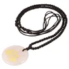 Pendant Necklaces Crown Chakra Engraved Round Stone Amulet Necklace Adjustable Wave For Unisex