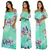 Stage Wear M575 One Line Neck Printed Wrap Chest Summer Dress