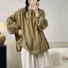 Blouses pour femmes Buste 170cm Japon Style Brodé Chemise en lin à manches longues Femmes Tops Automne Lâche Large Raglan Poupée Femme Blouse Casual