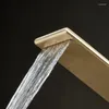 Bathroom Sink Faucets Light Luxury Brushed Gold Basin Wash Faucet Drop-in Household Cabinet And Cold Waterfall