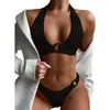Kvinnors badkläder rund ring rena färger sexiga grimma kvinnor bikini set för pool