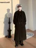 Men's Trench Coats Mauroicardi Autumn Winter Long Oversized Windproof Black Warm Woolen Coat Men Sashes Double Breasted Wool Blends Overcoat 2023 231023