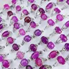 Cluster Rings 50pcs Natural Stone Oval Shape Finger Ring For Women Purple Quartz Tiger Eye Opal Party Jewelry