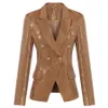 Damskie garnitury Blazers Projektant mody Blazer Party Women's Lion Metal Metal Buttons Podwójnie piersi Blazer Jacket Outer Wear Gold 231024