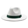 قبعة فيدورا بيضاء واسعة للرجال والنساء 7-8.5 سم صوف صوف حجم م l-