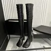 Bottes dames sur le genou chaussette moderne élégant bout carré automne longue Stretch femme talons ronds chaussures pour femmes pompes 231023