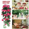 Decorative Flowers Rose Wreath Artificial Teardrop Swag With Green Branches Floral Wall Art Decorations For Home Cafe
