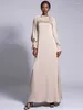 Etnische Kleding Eid Moslim Vrouwen 2023 Satijn Effen Jurk Abaya Party Lange Mouw Jurken Dubai Arabische Turkije Ramadan Abaya Caftan Elegant