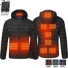 Mens Down Parkas NWE Men vinter Varma USB -uppvärmningsjackor Smart Thermostat Pure Color Hooded Heated Clothing Waterproof 231024