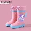 Bottes Licorne Sirène Garçons Filles Pluie Dessin Animé Dinosaure Astronaute En Caoutchouc Enfants Chaussures D'eau Imperméables Enfants 231024