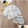 Ensembles de vêtements 1 à 6 ans filles de vêtements d'automne ensemble bébé bling sequin à manches longues à manches zipper manteau tops shorts de survêtement enfants dro otzny