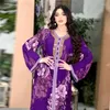 Ubranie etniczne 2023 Caftan Eid Party Diamonds Eleganckie muzułmańskie kobiety sukienki Ramadan Dubai Abaya Turcja Islam Długie sukienki wieczorne Maroko