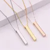 Pendant Necklaces Handmade 3D Vertical Bar Necklace Women Minimal Stainless Steel Square Four Sides Fathers Day Mothers Christmas Gift