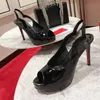 Модельер Высококачественный женский красный каблук Высокие каблуки Роскошные кожаные сандалии на подошве Тонкие каблуки с инкрустацией бриллиантами Тапочки AAA 1-12 см Туфли для вечеринок H0627