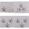 Charms 150 pcs Antiqued Sier Alloy Single-Sided Design Star Charm Pendants 25 x 29,5 mm Diy sieraden Sieraden Sieraden Bevindingen Compo DHA78