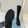 Designer Boots Piattaforma nera sopra il ginocchio Combat White Denim Chelsea Boots Ada Women's Knee Naphide in metà