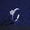 Moissanite Ring Jewelry European Luxury Brand S925 Silver Six Claw Super Flash Moissanite 3A Zircon Charm Women's Ring for Women Wedding Party Valentine's Day Gift SPC