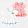 Vestidos de niña Cereza Vestido de verano para niños pequeños Trajes encantadores de algodón para niñas Ropa para niños