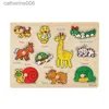 Autres jouets Montessori Puzzles en bois Main Grab Boards Jouets Tangram Jigsaw Bébé Jouets éducatifs Dessin animé Véhicule Animaux Fruits 3D PuzzlesL231024