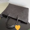 Luxury Genuine Leather Woven Tote Bag Bvs Cabat Famous Designer Brand Black 51cm Soft Sheepskin Knit Bag Ladies Large Clutch Bags Hand Fashion Women Handbag YgQ