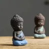 Decorative Objects Figurines Mini Garden Accessories Buddha Statue Tea Pet Ceramic Feng Shui Miniatures Meditation Garden Decor Sculpture Home Figure 231023