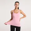 Actieve shirts Lu sport-bh voering rib yoga open navel fitness tanktop dameskleding met logo op de achterkant