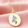 Anhänger-Halsketten VQYSKO Geburtsblume Ovale Halskette von Caitlyn Minimalistischer gravierter floraler personalisierter Schmuck Muttergeschenk