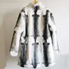 New Style Women Fashion Real Rabbit Fur Coat Mandarin Collar Natural Fur Jacket Long Customize Female Dropshipping Overcoat