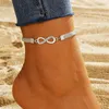 Anklets Punk Silver Color Anklet For Women Infinity Foot Chain Summer Beach Barefoot Crystal Smycken Ankel på benarmband