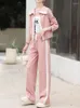 Pantaloni a due pezzi da donna Tuta Abiti casual Donna Autunno Primavera 2023 Cappotto Top Gamba larga Set Tuta in maglia a maniche lunghe Chic