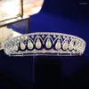 Hårklipp bavoen lyxiga europeiska pärlor brudar tiara huvudstycken zirkon kristall bröllop kronor kväll tillbehör hög kvalitet