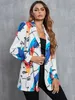 Damskie garnitury Blazers Autumn Fashion Pozycja nadrukowana kurtka damska płaszcze swobodne rękawy Slim Cropled Blazer 231023