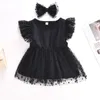 Robes de fille Pudcoco enfant en bas âge bébé filles deux pièces tenues robe de princesse imprimée à pois et bandeau pour les vêtements d'été de fête 9M-5T