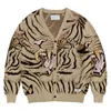 Pulls pour hommes de haute qualité surdimensionné Hip-Hop WACKO MARIA Pull col en V Cardigan tricoté pour hommes et femmes 1: 1 Casual Tiger Print