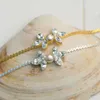 Haarspangen Stonefans Einfache Kristallblatt-Stirnkette Kopfschmuckschmuck Elegante runde Perle Brauthochzeit für Frauen