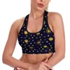 Yoga Outfit Abstract Sun Sport Bra Retro Palms Print U Neck Dance Reinforced Raceback Crop Bras Running Padded Top For Women