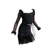 Stage Wear 2023 Black Latin Dance Costume Girls Fringe ChaCha Outfit Practice Clothing Samba Tango Rumba Performance DL11014