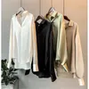 Women's Polos Spring SATIN Long Sleeve Blouse Button Up Shirt Women Summer 2023 Female Elegant Ladies Tops High Quality Office Lady Silk