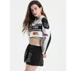 Kurtki damskie Yiciya Bomber Jacket Women Varsity Płaszcze Haft Haftowe długie rękawy Kurtki samochodowe Vintage Odłączany rąbek zimowy płaszcz baseballowy 231024