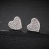 Серьги-кольца Huggie Uwin Heart Full Iced Out, минималистичные серьги-болты, Bling, микропроложенный кубический циркон, модные ювелирные изделия, подарок 231023