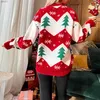 Damestruien Kersttruien voor dames Nieuwe winter 2023 Kersttruien Warme gebreide kleding Kerstboomprint Jacquard Truien Vrouwelijke truiL231024