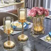 Candle Holders 1pc Golden Glass for Pillar Candlestick Dining Coffee Table Wedding Events Parties Home Decor 231023