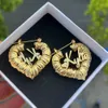 Hoop Huggie DUOYING Custom Name Earrings With Heart Shape Personalized 30mm Bamboo Hoops Nameplate Earring For Girls Jewelry Gift 231023