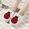 Slippers 2023 Cute Cartoon Ladybug Fulffy Fur Slippers Women Closed Toe Plush Slipper Woman Winter Warm Slippers Animal Shoes Indoor Home T231024