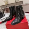 Fashion designer High quality Womens Red heel High heel ankle boots Luxury leather boots Skinny heel side zipper winter over the knee Classic women boots HJ0878