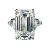 Cluster Rings Springlady Luxury 925 стерлинговое серебро g Цвет Emerald Cut 30ct Lab Lab Sapphire Gemstone Коктейль -коктейль -вечеринка.