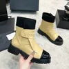 Bottines de styliste pour femmes, bottines rhombiques à semelles épaisses avec boucle en chaîne, en cuir de vache, bottines de chevalier avec boîte