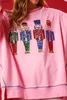 Women's Sweaters Women'S Christmas Pink Nutcracker Sweatshirt Pullover 2024 New Year Wear Sequins Versatile Top Sweatshirt Sweater For WomenL231024