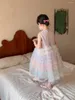 Robes de fille 2023 Filles d'été scintillantes paillettes multicolores jupe en fil enfants gilet sans manches robe de princesse enfants vêtements pour tout-petits